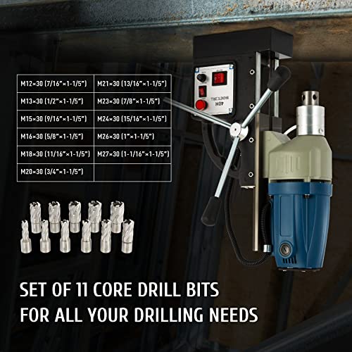 ZELCAN 1100W Electric Magnetic Drill Press with Bit Set