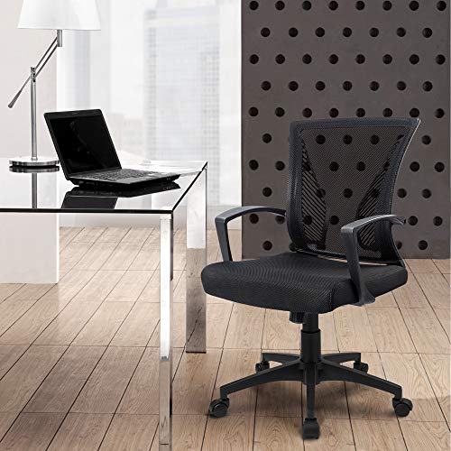 Mid-Back Swivel Desk Chair with Lumbar Support