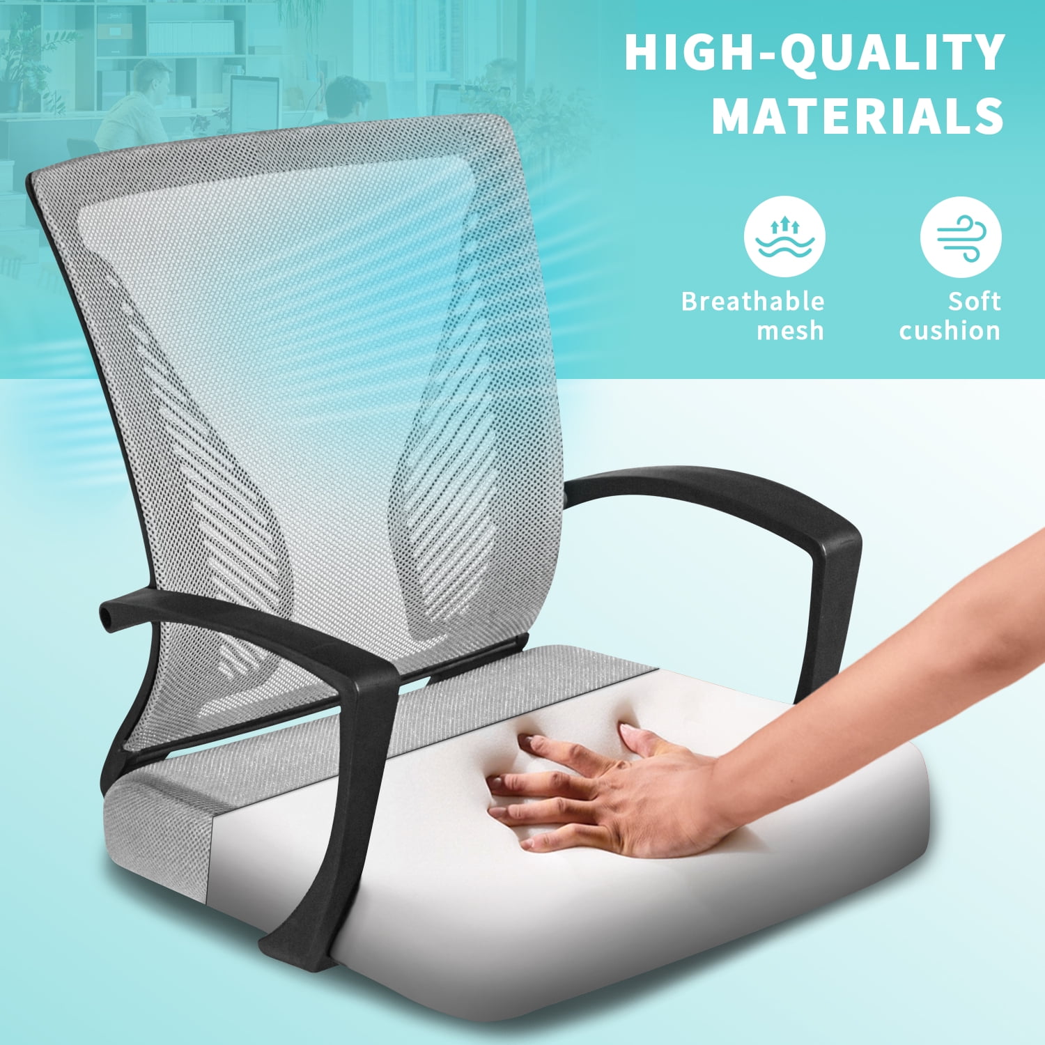 Gray Ergonomic Mesh Office Chair with Armrests