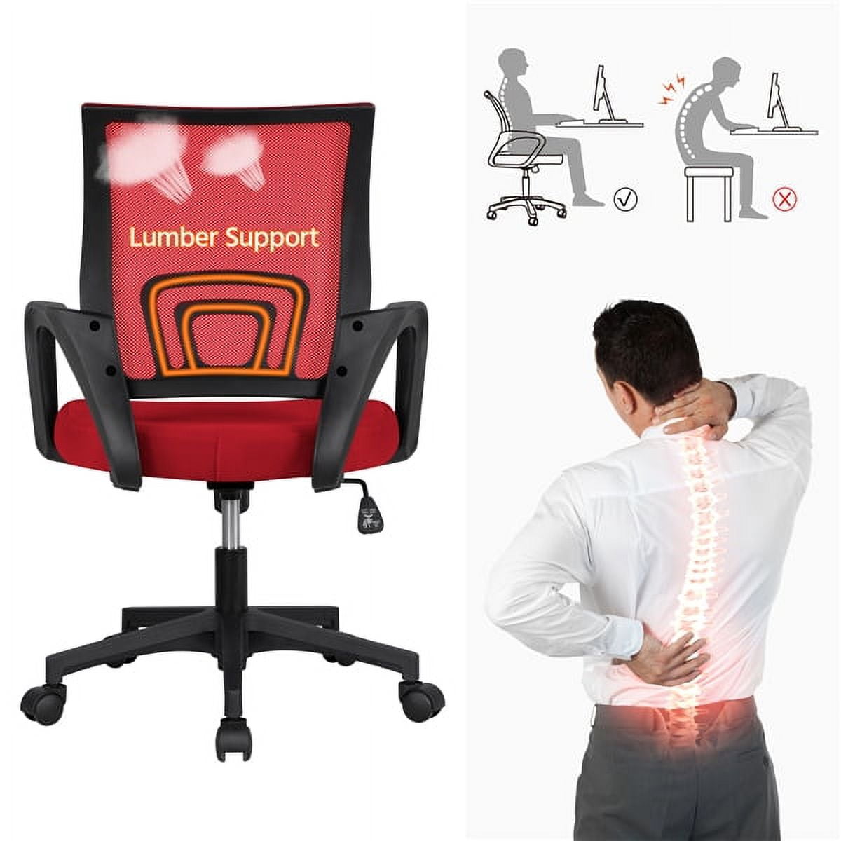 Red Adjustable Manager's Chair with Swivel