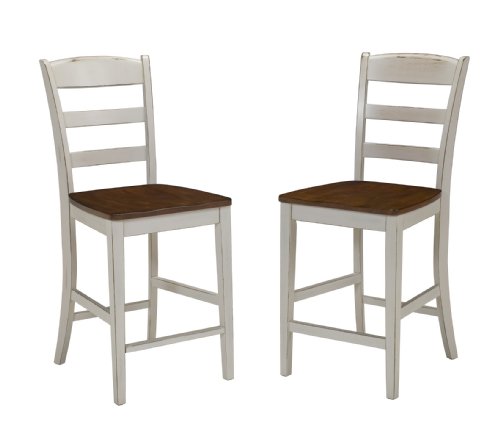 Monarch Kitchen Island Set with 2 Stools, Off-White