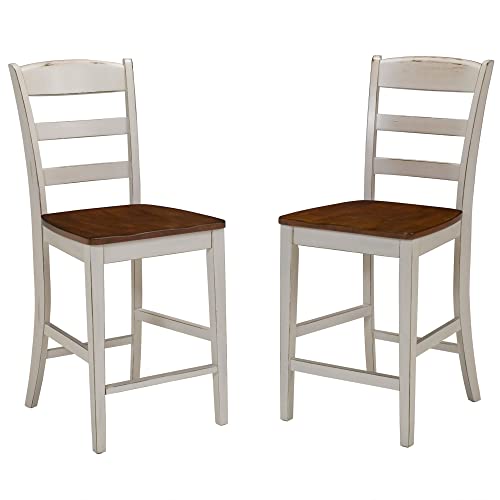 Monarch Kitchen Island Set with 2 Stools, Off-White