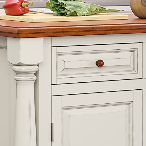 Monarch Kitchen Island Set with 2 Stools, Off-White