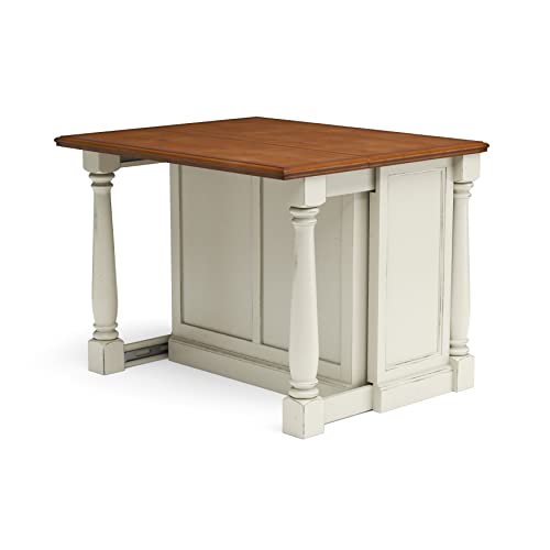 Monarch Kitchen Island Set with 2 Stools, Off-White