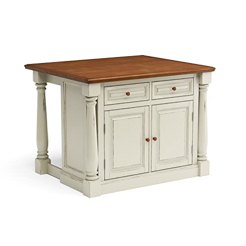Monarch Kitchen Island Set with 2 Stools, Off-White