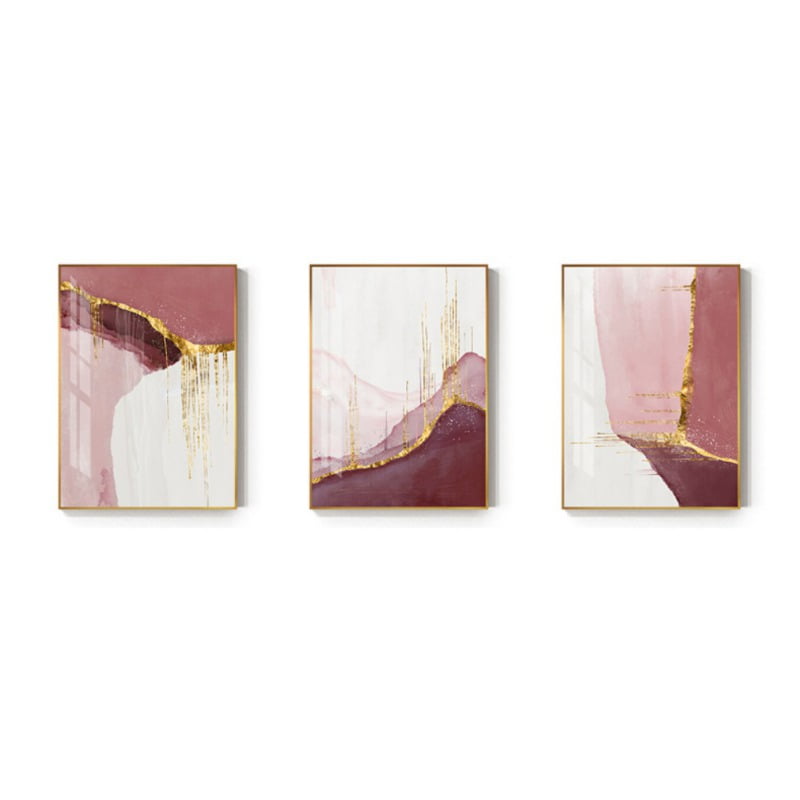 Modern Pink & Gold Wall Art Trio