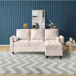 Beige L-Shaped Sofa Sectional for Small Spaces