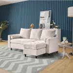 Beige L-Shaped Sofa Sectional for Small Spaces