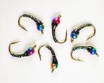 Black Rainbow Zebra Midge Tungsten Nymphs for Trout