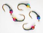 Black Rainbow Zebra Midge Tungsten Nymphs for Trout