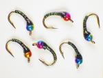 Black Rainbow Zebra Midge Tungsten Nymphs for Trout