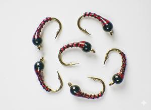 Blood Red Zebra Midge Tungsten Nymphs for Trout