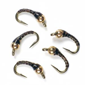 Chocolate Gold Zebra Midge Tungsten Nymphs for Trout