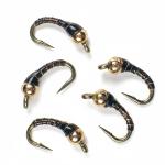 Chocolate Gold Zebra Midge Tungsten Nymphs for Trout