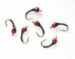 Black and Red Zebra Midge Tungsten Nymphs