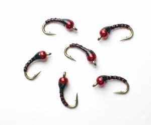 Black and Red Zebra Midge Tungsten Nymphs