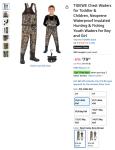 TIDEWE Kids Waterproof Neoprene Chest Waders Size 4/5