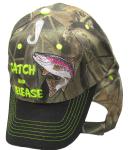 Camouflage Trout Fishing Embroidered Black Bill Cap
