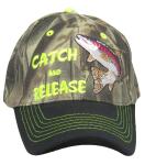 Camouflage Trout Fishing Embroidered Black Bill Cap