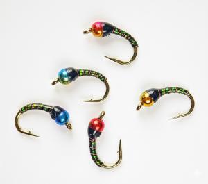 Black Rainbow Zebra Midge Tungsten Nymphs for Trout