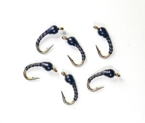 Gray and Black Zebra Midge Tungsten Nymphs