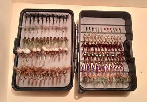 Spring Fly Box with 132 Trout Fishing Flies