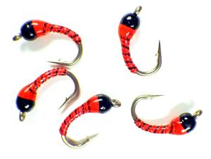 Fire Orange Zebra Midge Tungsten Nymphs for Trout