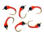 Fire Orange Zebra Midge Tungsten Nymphs for Trout
