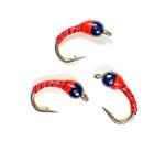 Fire Orange Zebra Midge Tungsten Nymphs for Trout