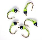 Chartreuse Zebra Midge Tungsten Nymphs for Trout