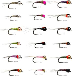 36 Tungsten Bead Perdigon Nymphs for Trout