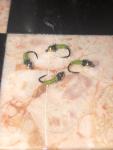 4 Green Caddis Larvae Beadhead Nymph Flies Size 16