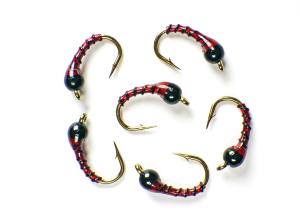 Blood Red Zebra Midge Tungsten Nymphs for Trout
