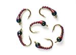 Blood Red Zebra Midge Tungsten Nymphs for Trout