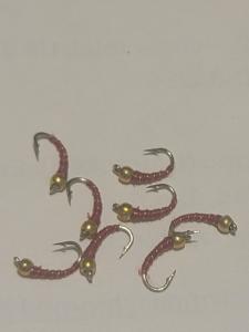 Red Copper Zebra Midge Nymphs for Trout #18