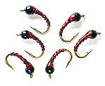 Blood Red Zebra Midge Tungsten Nymphs for Trout