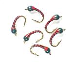 Blood Red Zebra Midge Tungsten Nymphs for Trout