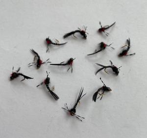 12 Black Size 18 S.O.S. Nymph Flies