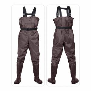 Waterproof Nylon Chest Waders with Rubber Bootfoot