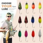 12pcs Spoon Fishing Lures for Trout, Trolling/Casting Spinner bait