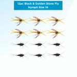 Black & Yellow Stonefly Nymphs Size 14, 12-Pack