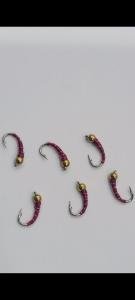 Red Zebra Midge Nymph Flies - Size 20, 6-Pack