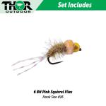 6-Pack Pink Squirrel BH Nymphs for Trout