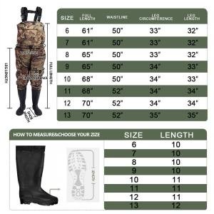 Nylon 2-Ply Rubber Bootfoot Chest Waders - Sizes 6-13