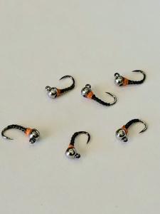 Black Orange Zebra Midge Nymphs - Size 14 (6 Pack)