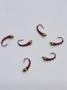 Red Copper Zebra Midge Nymphs for Trout #18