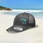 Trout Fishing Hook Trucker Snapback Cap (Charcoal-bhsky)