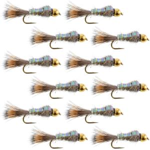 Gold Ribbed Hare's Ear Trout Flies - Dozen Size 12