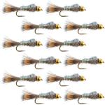 Gold Ribbed Hare's Ear Trout Flies - Dozen Size 12