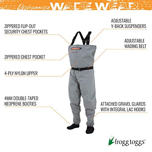 FROGG TOGGS Canyon II Stockingfoot Wader, Gray, Large
